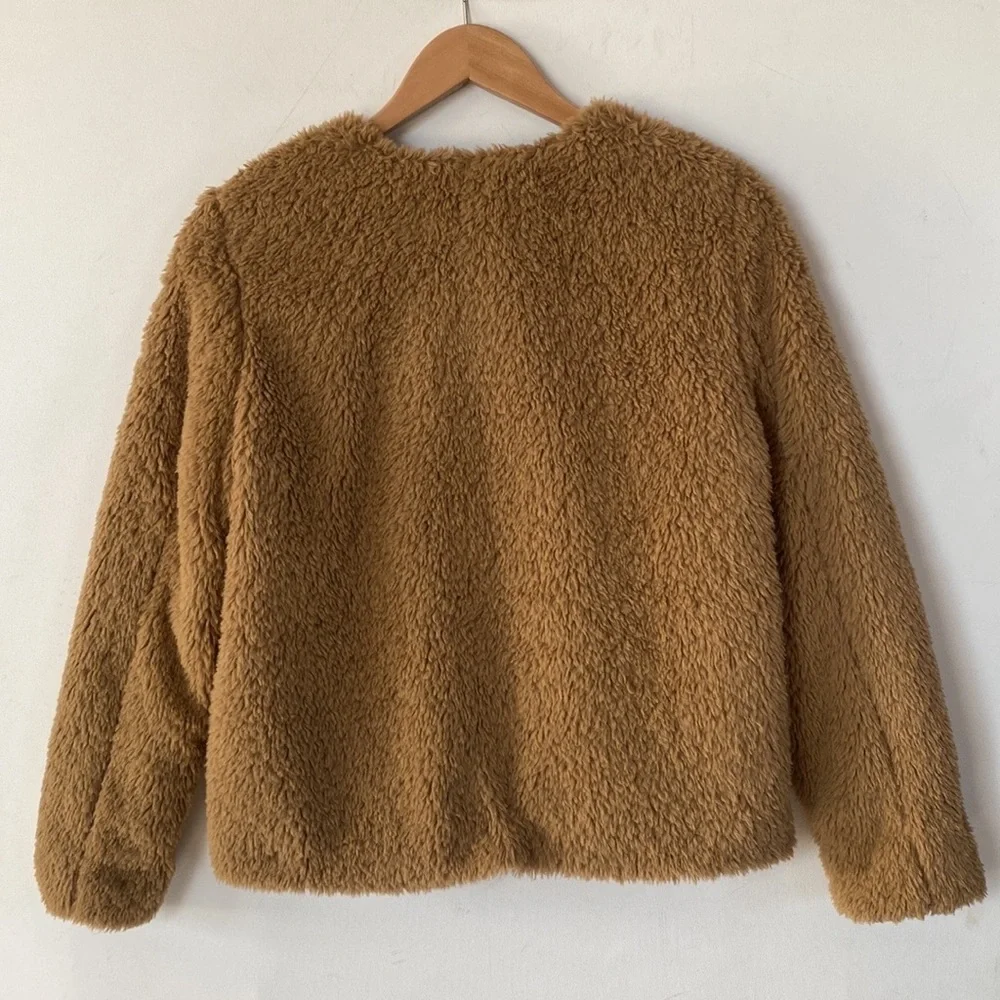 Vero Moda Cozy Amanda Short Teddy Jacket Brown Faux Shearling Women’s, Sz Medium
